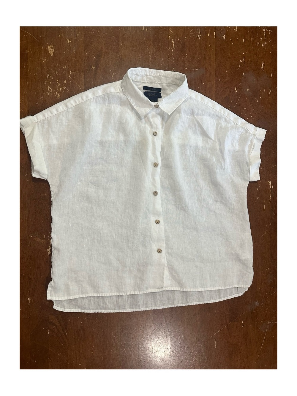 RACHEL Rachel Roy Women’s White Linen Button-Front Blouse Size Medium